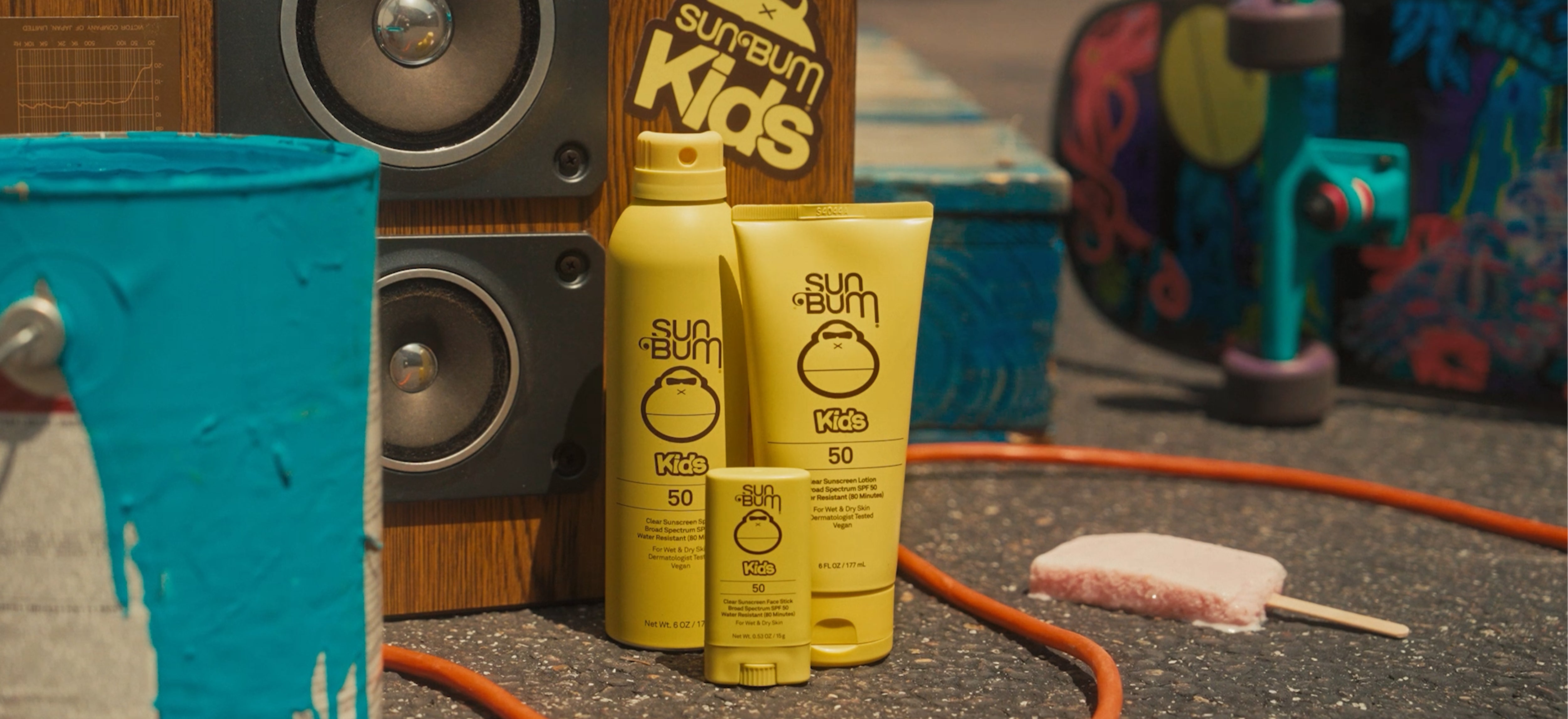 SPF 50 sunscreen lotion, spray, and face stick for wet and dry skin, made for active kids – Kids Collection - Sun Bum