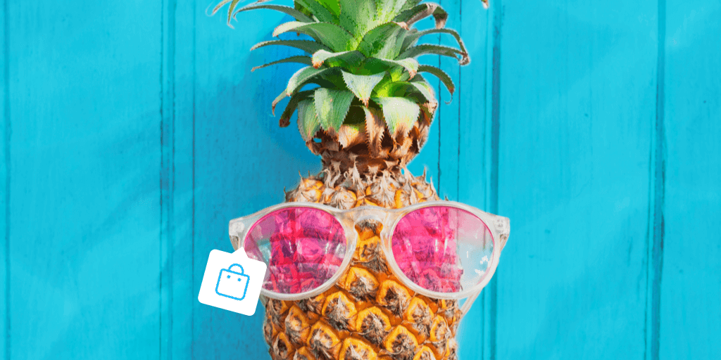 Header image - pineapple with sunglasses and Instagram Story product tag