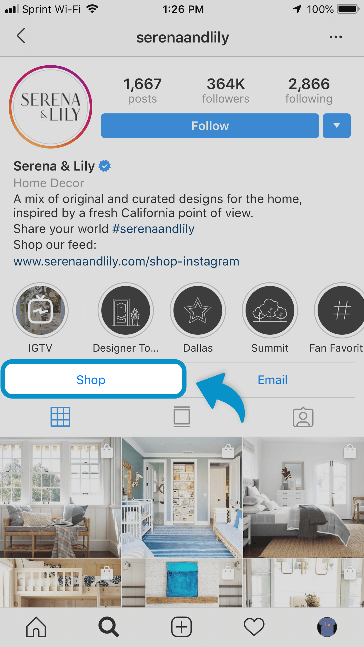 Instagram Shop Tab