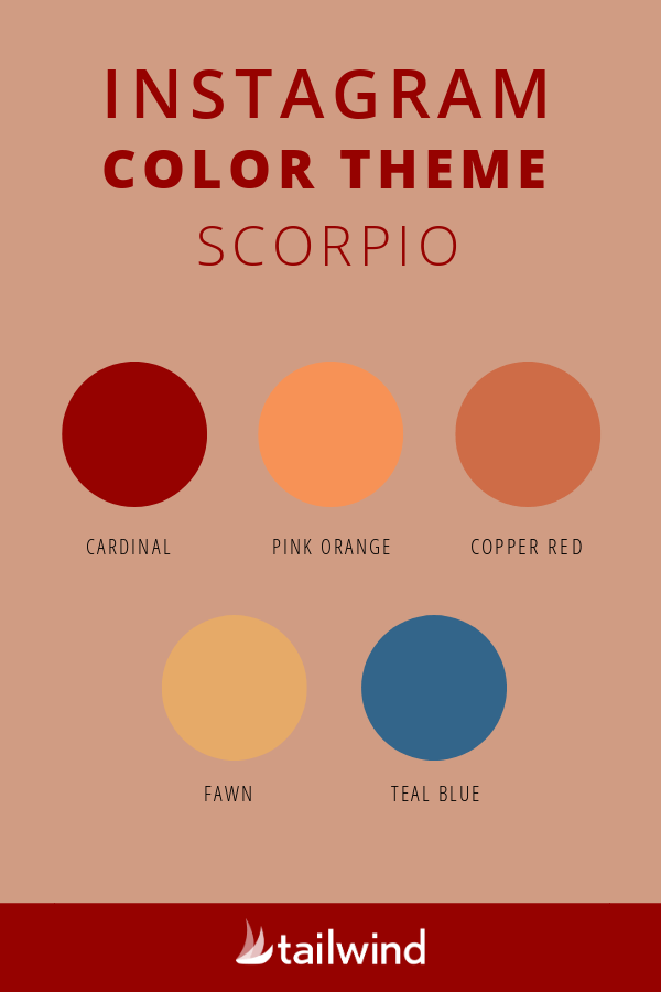 Scorpio Instagram color scheme with examples of each color mentioned.